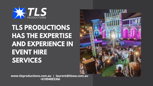 With an extensive background of over 20 years in the event hire services industry, TLS Productions is dedicated to assisting you in transforming your vision into reality. #eventshireperth #TLSProductions #eventequipmenthireperth

https://www.tlsproductions.com.au/